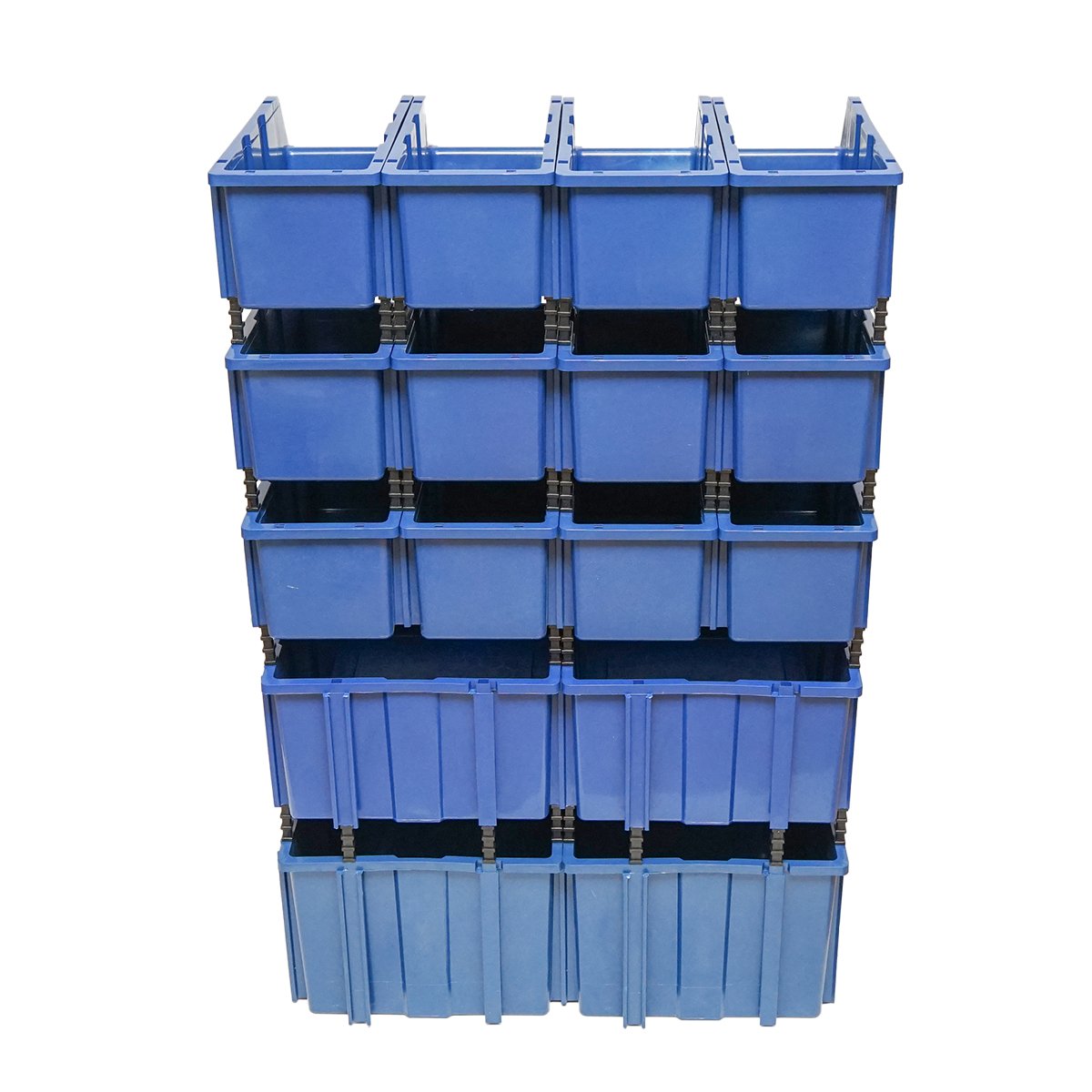 Stand cu 16 cutii pentru depozitare / organizare, cutie din plastic albastra, 680x510x1100mm